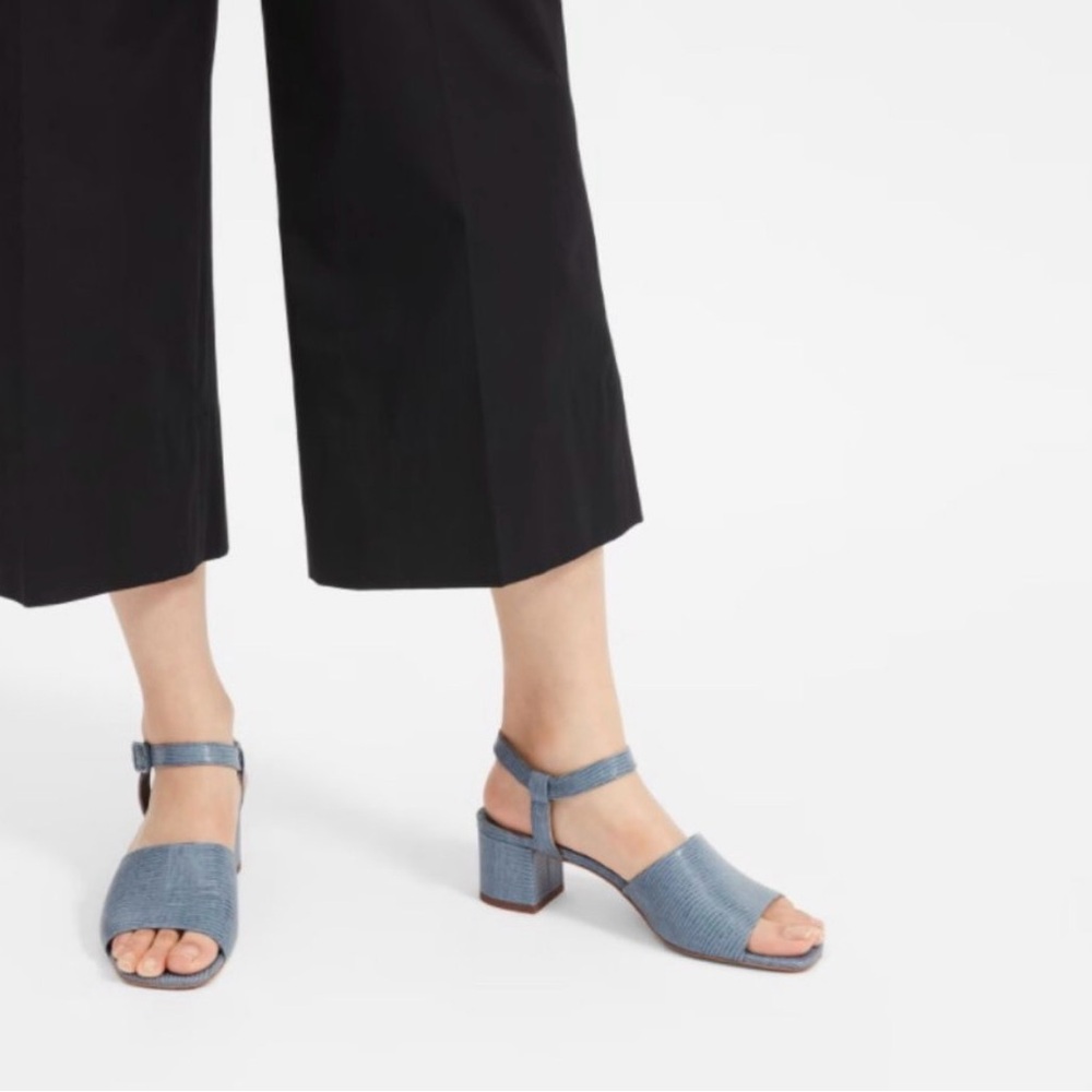Everlane Blue Textured Block Heel Sandals